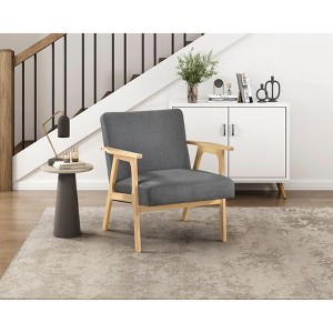 NicBex 1pc Accent Chair with Solid Rubberwood Frame Lounge Chair Reading Chair Comfy Chair Home Furniture for Living Room, Dark Gray,Natural - 1 of 4