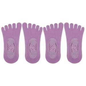 Unique Bargains Non-Slip Yoga Socks Five Toe Socks Pilates Barre for Women with Grips - 1 of 4