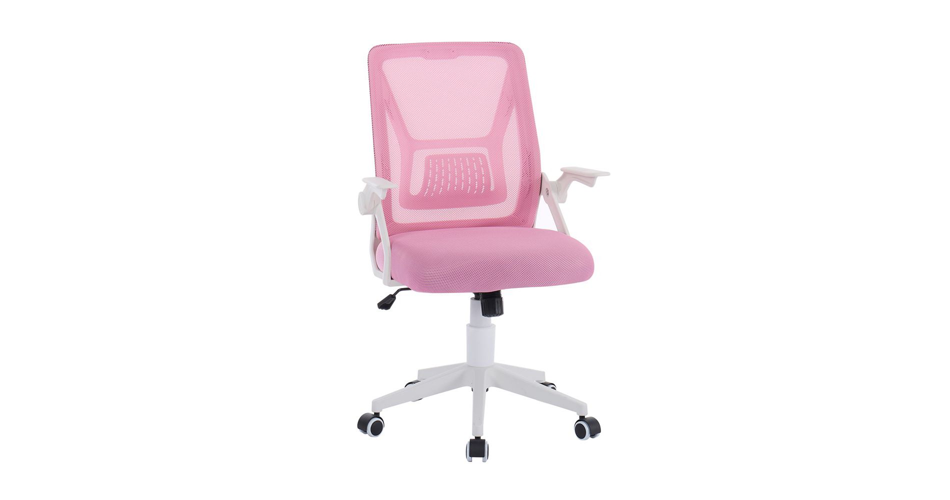 VECELO Mid-Back Swivel Ergonomic Office Chair with Adjustable Arms Mesh Lumbar Support, Pink