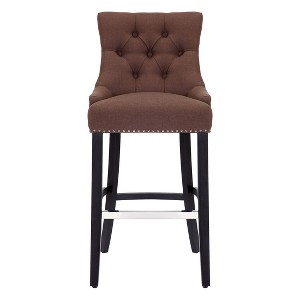 WestinTrends 29" Linen Tufted Buttons Upholstered Wingback Bar Stool (Set of 3) - 1 of 4