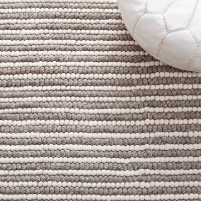 Handmade Ivory and Dark Brown Wool Accent Rug, 2' x 3'