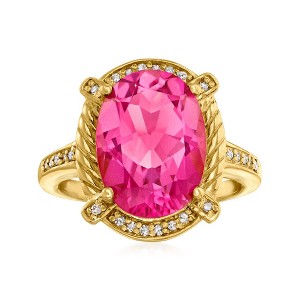 Ross-Simons 3.10 Carat Pink Topaz and .10 ct. t.w. White Topaz Ring Ring in 18kt Gold Over Sterling - 1 of 4