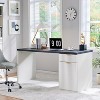 SinCiDo Modern 60" Executive Desk, Wood Home Office Desk with Drawer & Cabinet, Fluted Computer Writing Desk for Living Room, Bedroom - 3 of 4