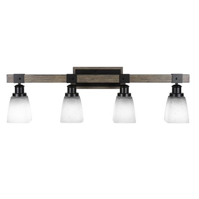 Toltec Lighting Tacoma 4 - Light Vanity in  Black/Painted Wood with 4.5" Square White Muslin Shade