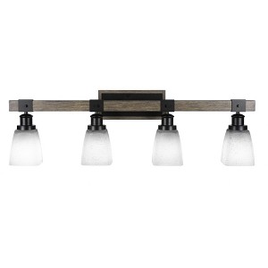 Toltec Lighting Tacoma 4 - Light Vanity in  Black/Painted Wood with 4.5" Square White Muslin Shade - 1 of 1