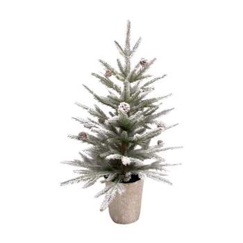 Celebrations Green Tree with Basket Indoor Christmas Decor 2 ft.