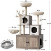 2-in-1 Cat Tree Tower with Litter Box Enclosure - Multi-Level Condo with Scratching Posts, Hammock & Plush Perch for Climbing, Scratching - 2 of 4