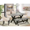 HomeStock 6-Piece Rectangle Natural Oak Finish Solid Wood Top Dining Table with 1-Bench, 4-Chairs - 2 of 4