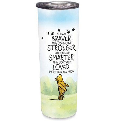 Elanze Designs Braver Stronger Smarter Loved Yellow Pooh 20 ounce Stainless Steel Travel Tumbler