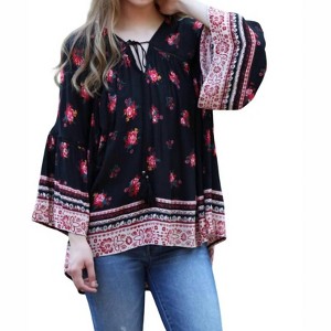 Women's Floral Print Peasant Top - ANGIE - 1 of 1