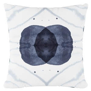 Blue/White Print Throw Pillow - Skyline Furniture: Geometric Linen & Cotton, Indoor Square Pillow with Zipper - 1 of 4