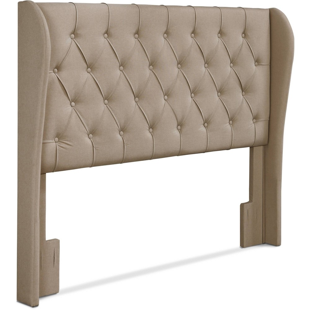 Photos - Bed Frame Queen Harlow Upholstered Headboard Beige - Lillian August: Wood Frame, Foa