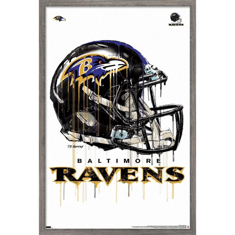 Trends International NFL Baltimore Ravens - Drip Helmet 20 Framed Wall Poster Prints, 1 of 7