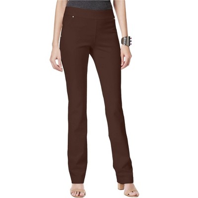 I.N.C International Concepts Womens Straight-Leg Casual Trouser Pants, Brown, 18