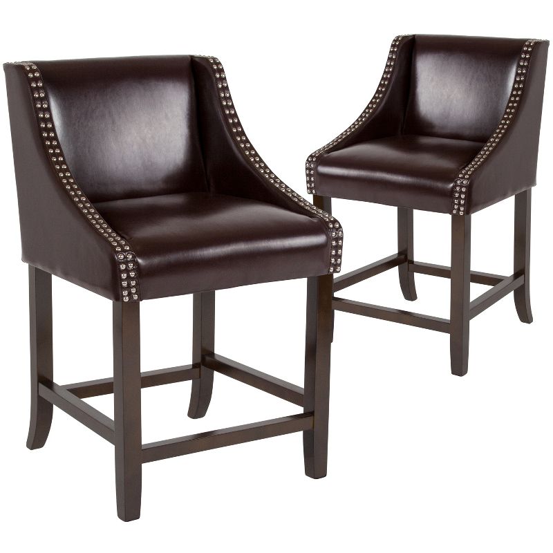 Merrick Lane 24 Inch Counter Height Stool with Nailhead Trim - Set of 2, 1 of 14