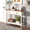 Sapphtopaz 39" Farmhouse 2-Tone Console Table with 2 Drawers, Side Table with Bottom Shelf, TV Stands for Living Room, Entryway, Hallway - 2 of 4