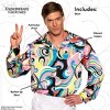 UNDERWRAPS 70s Disco Shirt Men - Multicolor Swirl 70s Outfits for Men, Retro Costume Shirts for Theme Parties, Halloween Costumes (One Size 42-44) - 3 of 4