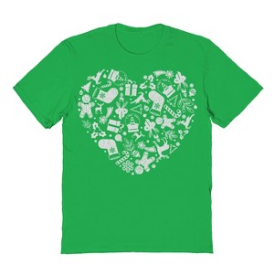 Rerun Island Men's Christmas Heart Short Sleeve Graphic Cotton T-Shirt - 1 of 1