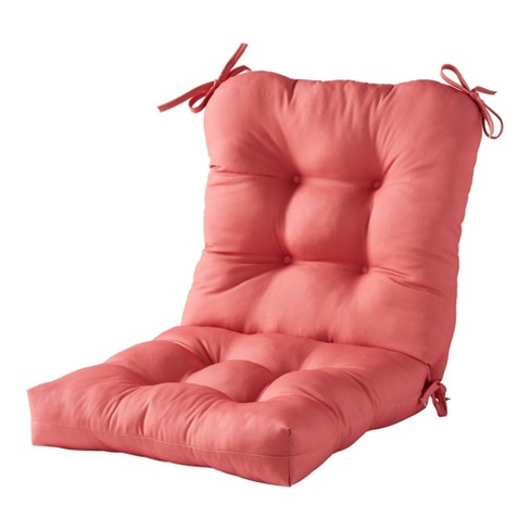 Kensington Garden 21 x21 Solid Outdoor Seat and Back Chair Cushion Coral Fade Water Resistant Patio Comfort