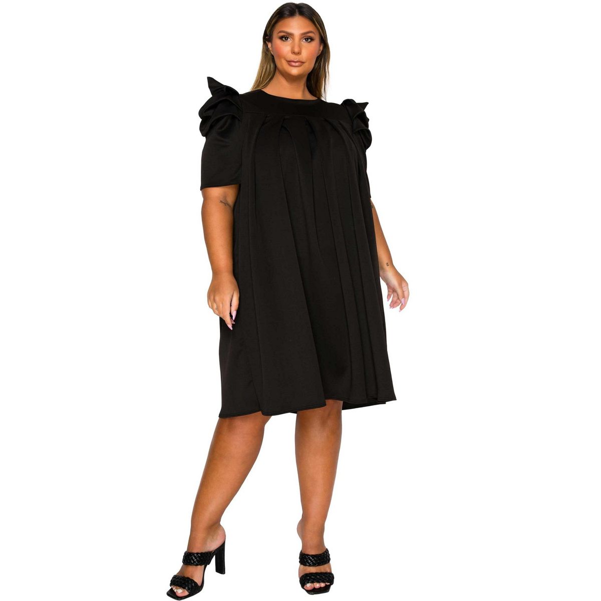 L I V D Women's Plus Size Zaya Pleated Swing Dress