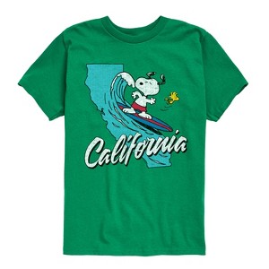 Boys' - Peanuts - California Surfing Snoopy And Woodstock Short Sleeve Graphic T-Shirt - 1 of 4