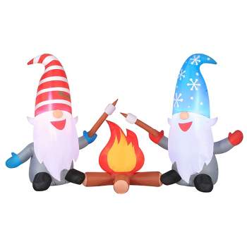 Occasions 6' INFLATABLE CAMPFIRE GNOMES WITH INNER, 3.5 ft Tall, Multicolored