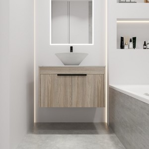 GDFStudio Broderick Wall Mounted Wood Bathroom Vanity with Ceramic Sink - 1 of 4