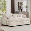 2-Seater Corduroy Sofa Bed with 2 Footrests and Flexible Combination for Living Room - 3 of 4