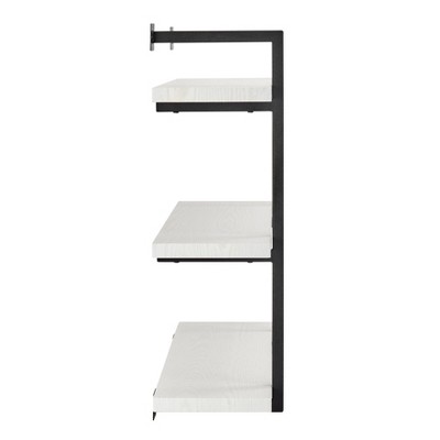 White and Black 3-Tier Industrial Wall Shelf