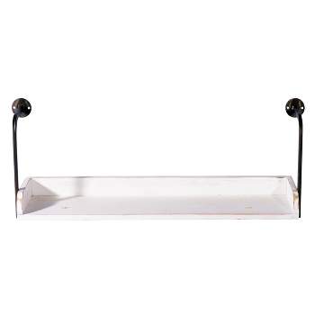 VIP Metal 25 in. White Wall Shelf with Pipe Style Holders