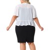 Agnes Orinda Women's Plus Size Sheer Ruffle Short Sleeve Open Front Cropped Chiffon Shrug - 4 of 4