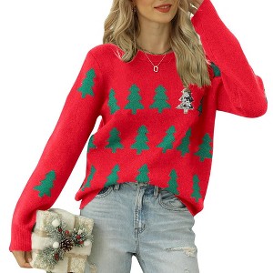 Womens Ugly Christmas Sweater Funny Santa Funny Xmas Holiday Party Knitted Pullover - 1 of 4