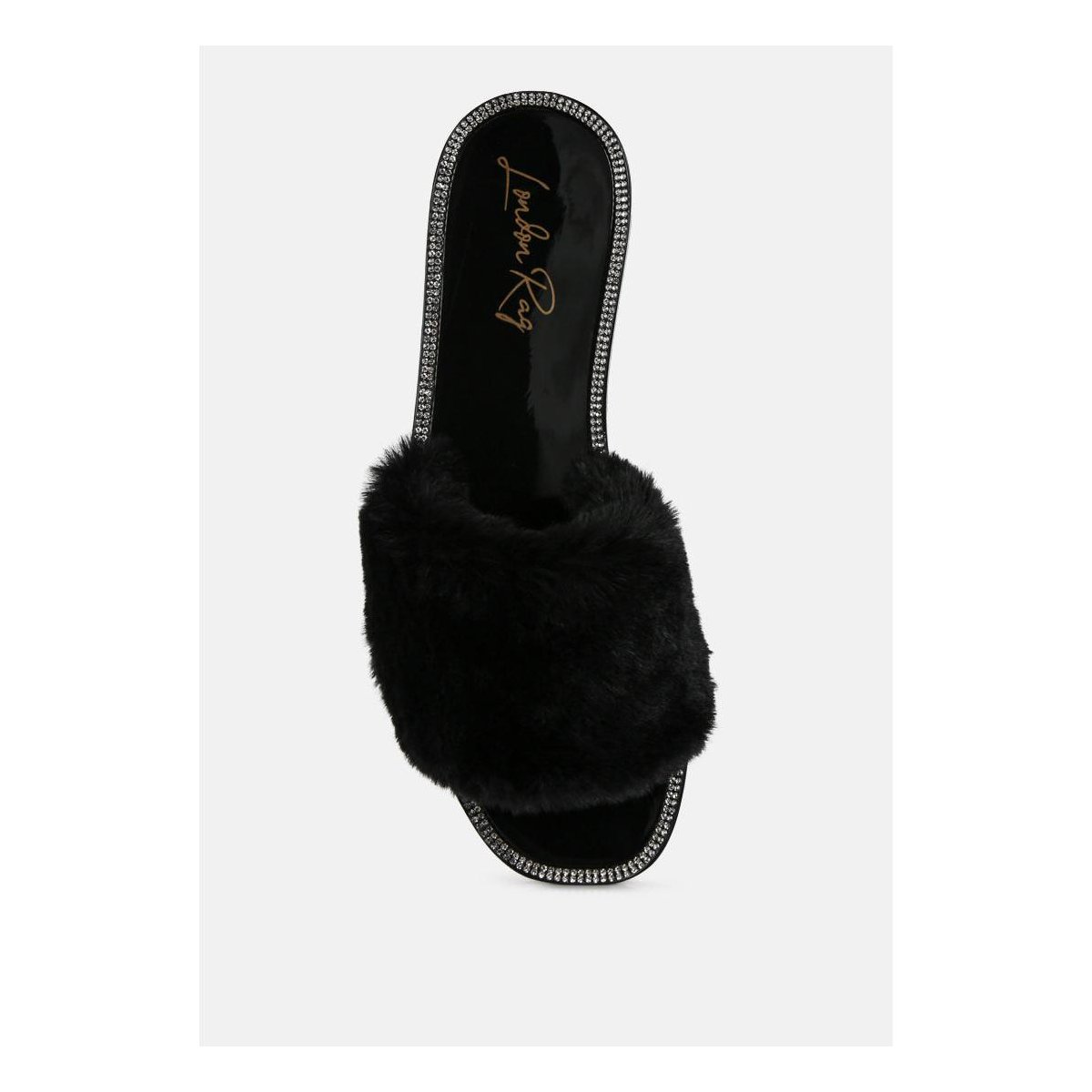 Обувь London Rag Womens Geese Faux Fur Diamante Detail Jelly Flats 8 — фото 8