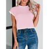 Coolmee Women's Cap Sleeve Crop Tops Summer High Neck Contrast Color Sweater Vest Ribbed Knit Sleeveless Tank Top - 3 of 4