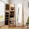 Fredees 360° Swivel Jewelry Cabinet with Lights, Lockable Full Length Mirror Organizer, Large Standing Storage,White - 4 of 4