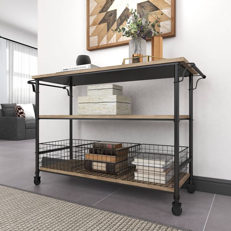 Metal and Wood Rolling Utility Cart Brown - Olivia & May, 6 of 17