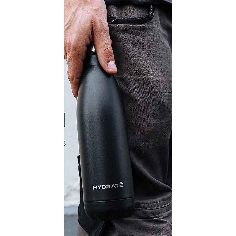 HYDRATE 500ml Insulated Stainless Steel Water Bottle, Carbon Black, 3 of 4