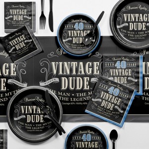 Vintage Dude 40th Birthday Party Supplies Kit - 1 of 4