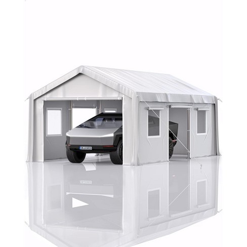 13x20Ft Heavy-Duty Carport with Detachable Sidewalls, Doors, Sandbags, Waterproof Fabric for Cars, Boats, Trucks, and Motorcycles (White) - image 1 of 4