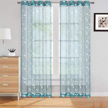 Whizmax Floral Embroidered Sheer Window Curtains