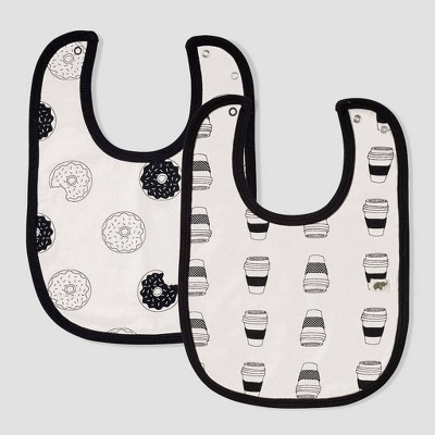 Layette by Monica + Andy Baby 2pk Donuts and Coffee Print Bib Set - White/Black