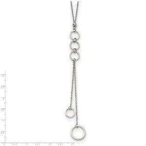 Chisel Stainless Steel Polished with Circle Dangles 23" with a 2" Extension Necklace - 1 of 4