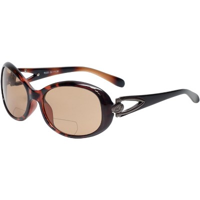 Calabria 828 Womens POLARIZED Bi-Focal Sunglasses Black Orange Gold with Grey +1.50