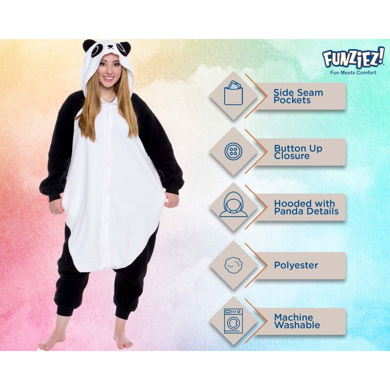 FUNZIEZ! - Panda Adult Unisex Novelty Union Suit Costume for Halloween, 4 of 7