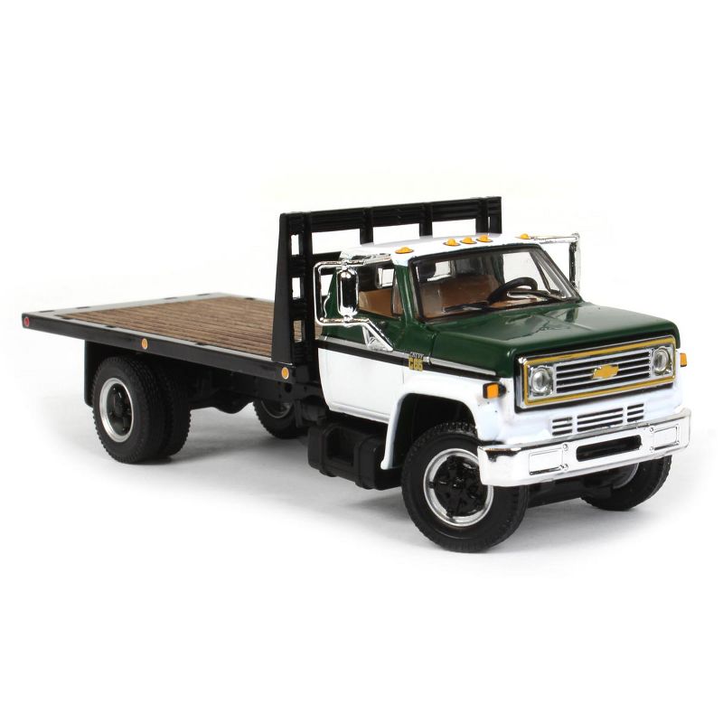 1/64 White & Green Chevy C65 Single Axle Truck With Black Flatbed, DCP By First Gear 60-1022, 2 of 7