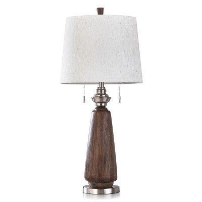 Round Moulded Table Lamp with Wood Accents Brushed Steel - StyleCraft