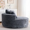 Round Chenille 360° Swivel Barrel Chair with Fluffy Cushion, Space-Saving and Modern Sleeper for Living Room - 3 of 4