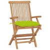 vidaXL Solid Teak Wood Patio Chairs with Bright Green Cushions - Weather-Resistant Outdoor Seating - 2 of 4