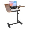 Side Table With Hidden Rollers Height Adjustable Stand Desk Computer Table With Tiltable Divided Top, for Office Sofa Nursing Bed - 2 of 4