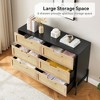 6 Drawer Dresser Farmhouse Wooden Rattan Storage Cabinet with Legs for Bedroom Living Room Hallway - 4 of 4